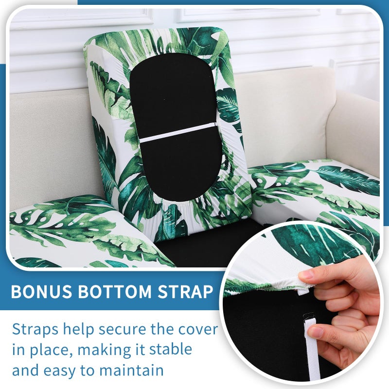 hyha Printed Couch Cushion Covers  Floral Sofa Covers Washable for 3 Cushion Couch  Stretch Pattern Outdoor Cushion Covers for Patio Furniture with Elastic Bottom(3 Packs  Monstera Deliciosa) - Image 3